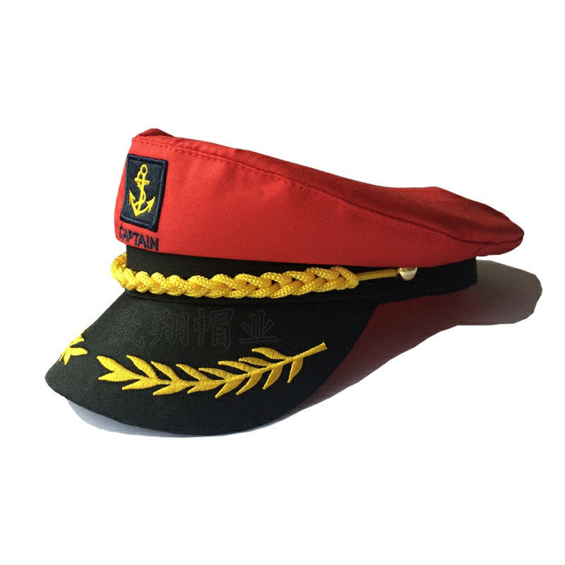 Navy Cap Sailor Cap for Men Women Captains Dressing up Party - Red