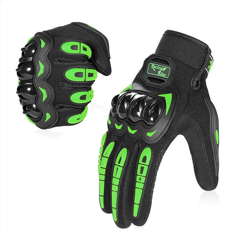 Thermal Motorbike Motorcycle Gloves Knuckle And Finger Protection Green sizes  L M Winter Summer