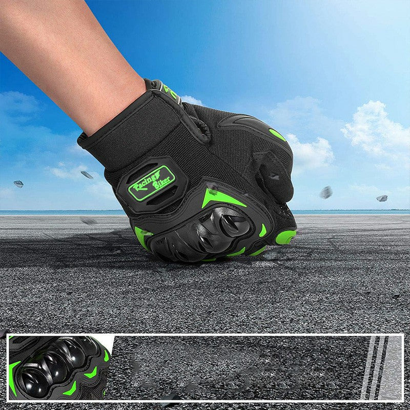 Thermal Motorbike Motorcycle Gloves Knuckle And Finger Protection Green sizes  L M Winter Summer