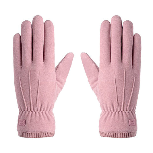 Women Winter Warm Touch Screen Gloves Soft Fleece Lined Elastic Cuff Gloves - Pink