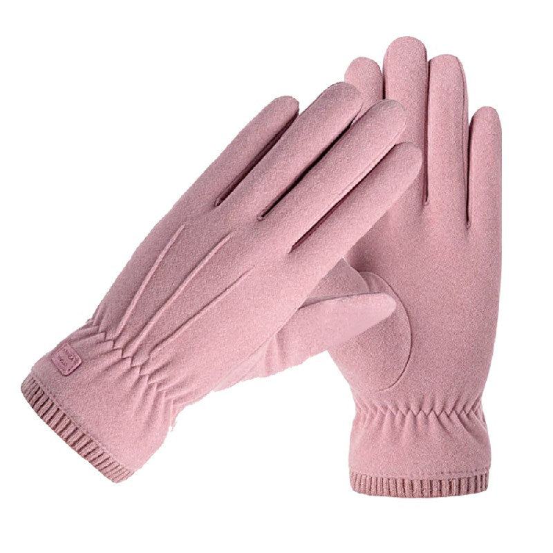 Women Winter Warm Touch Screen Gloves Soft Fleece Lined Elastic Cuff Gloves - Pink