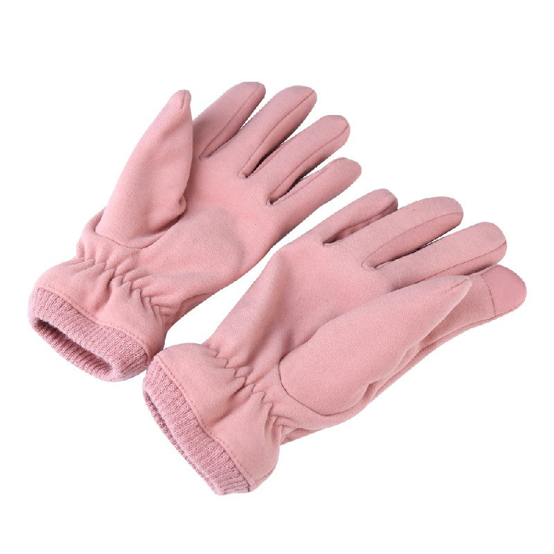 Women Winter Warm Touch Screen Gloves Soft Fleece Lined Elastic Cuff Gloves - Pink