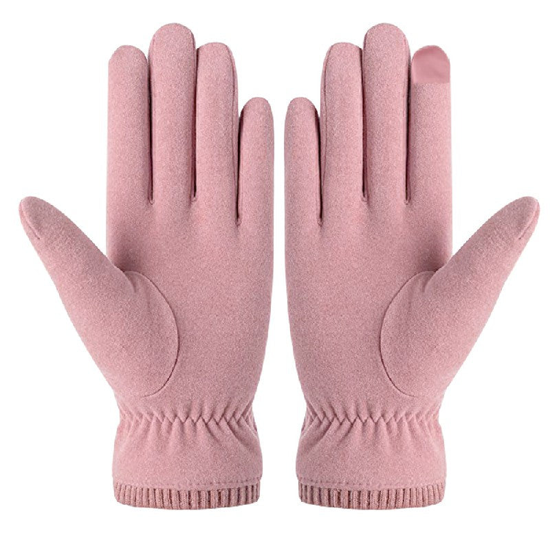 Women Winter Warm Touch Screen Gloves Soft Fleece Lined Elastic Cuff Gloves - Pink