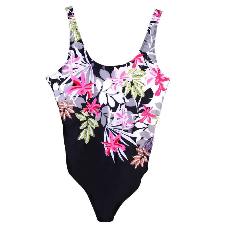 One Piece Beach Tummy Control Swimsuit Padded Bikini Swimwear Swimming Costume - Pink Flower