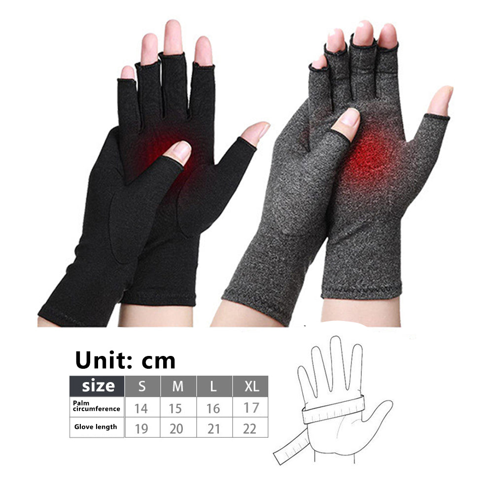 1 Pair Fingerless Gloves Compression Gloves Arthritis Pain Relief - Grey