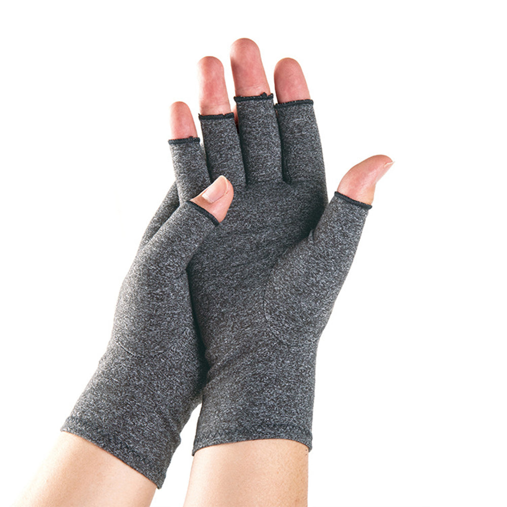 1 Pair Fingerless Gloves Compression Gloves Arthritis Pain Relief - Grey