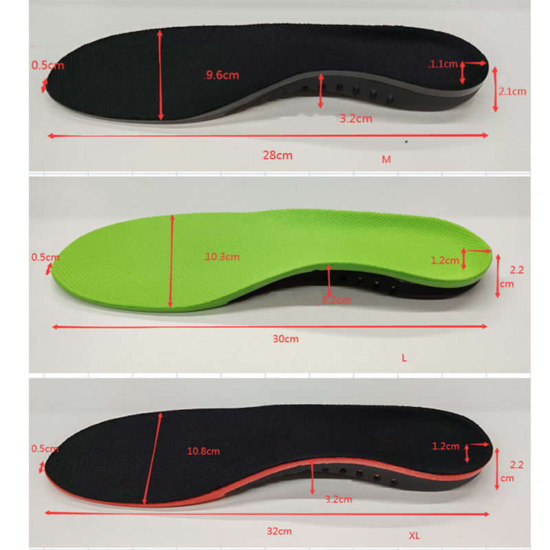 Shoe Insoles Arch Support Plantar Fasciitis Orthotic Flat Feet Gel - L Orange Bottom