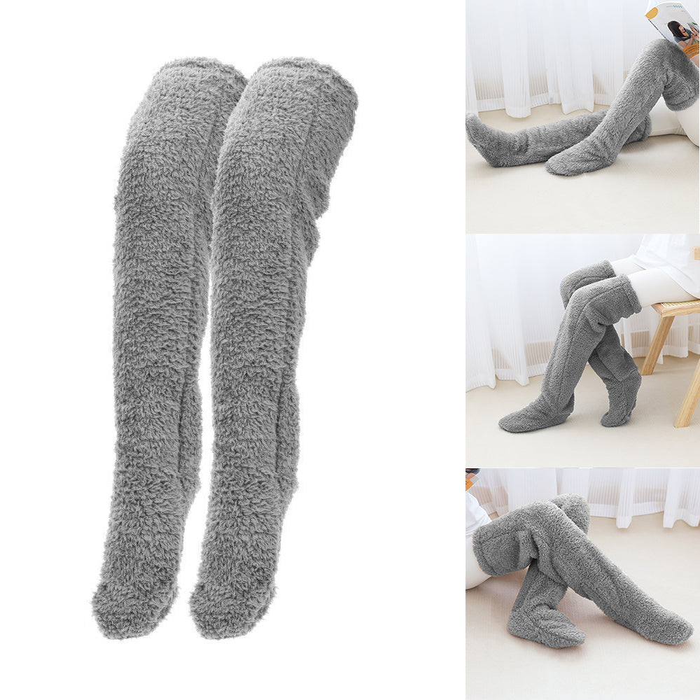 Soft Fluffy Sock Slipper Plush Cozy Socks Fuzzy Winter Socks for Women - Deep Grey