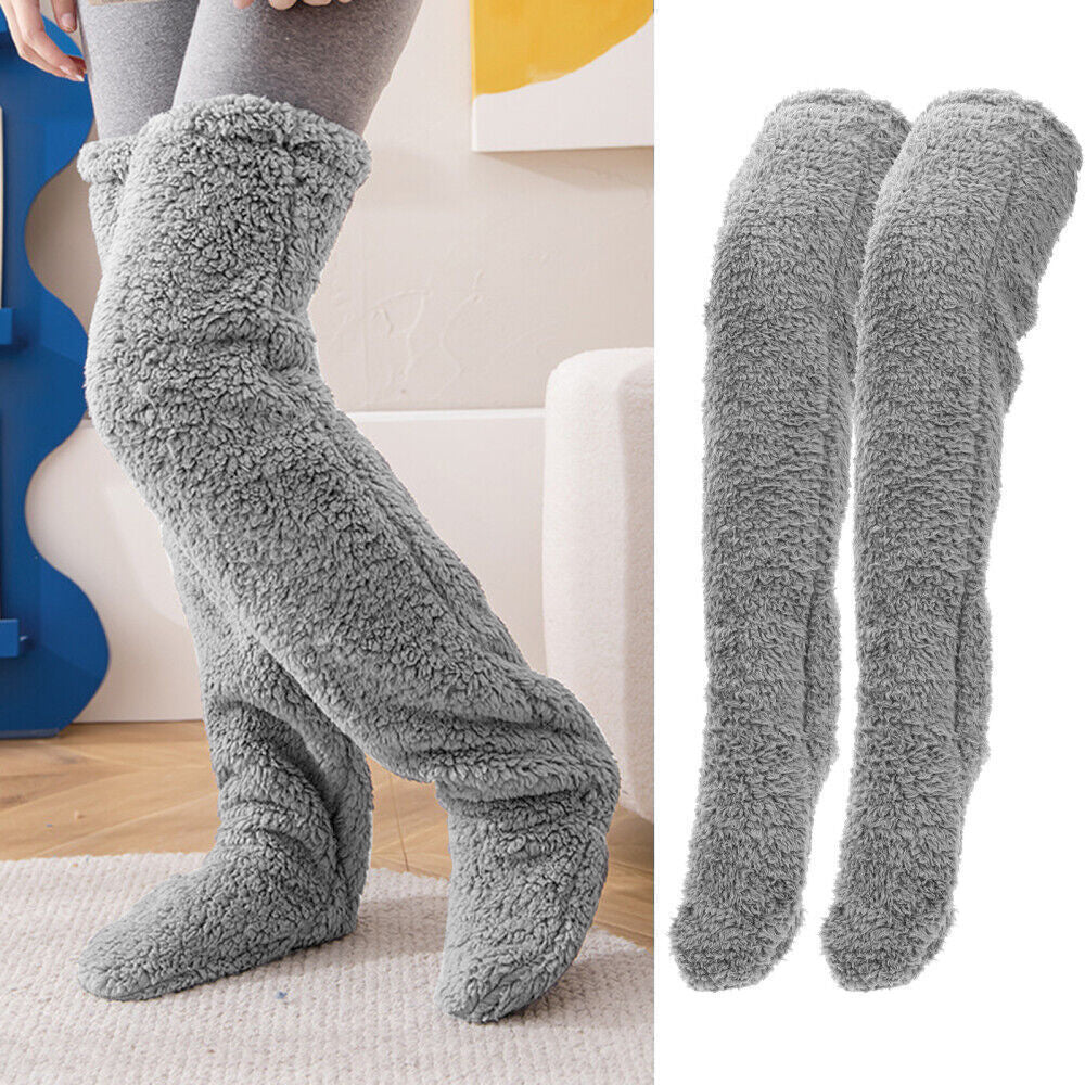 Soft Fluffy Sock Slipper Plush Cozy Socks Fuzzy Winter Socks for Women - Deep Grey