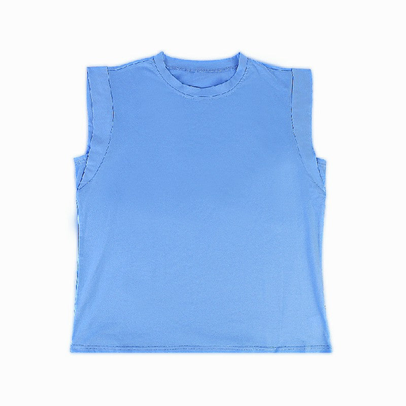 Ladies Crewneck Tank Tops Sleeveless Vests for Women Summer sizes L XL 2XL Black White Blue