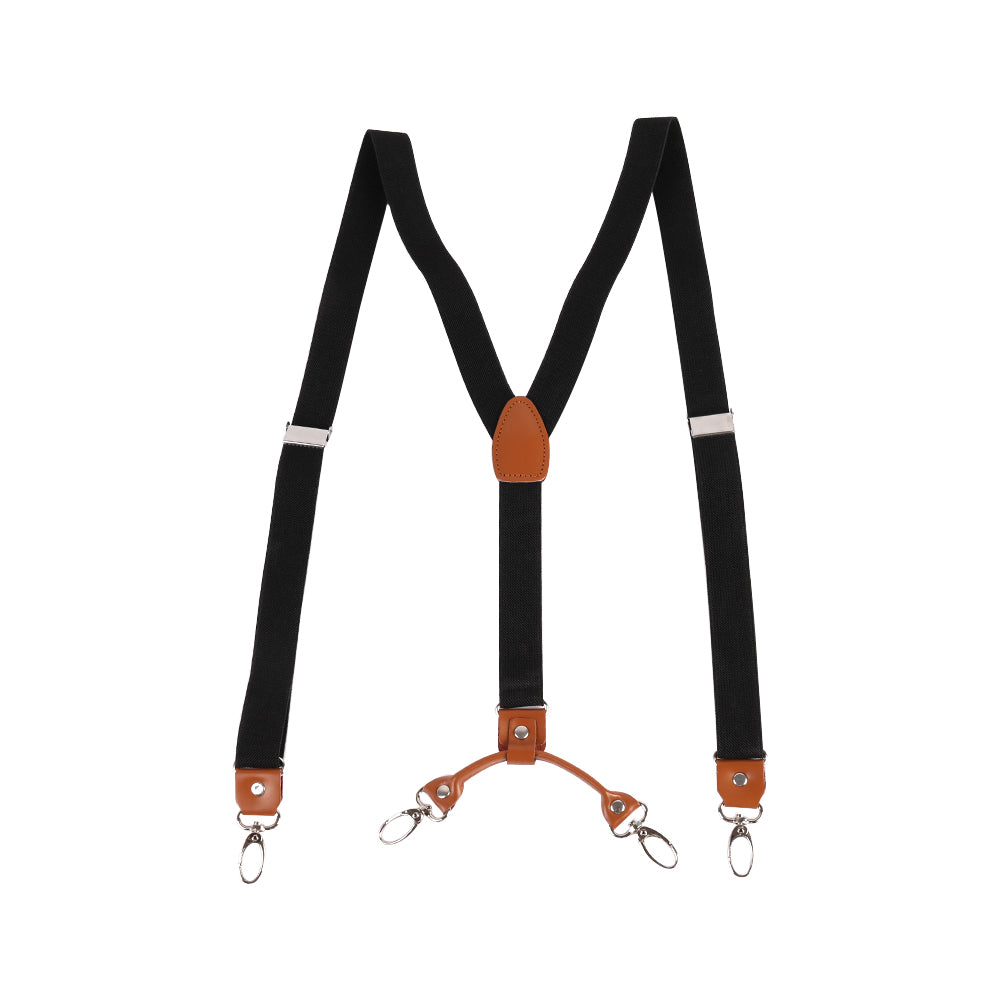 Y Back Adjustable Suspenders Elastic Straps with Metal Snap Hooks  - Multiple Colours