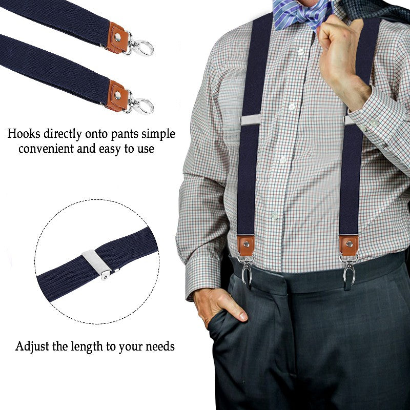 Y Back Adjustable Suspenders Elastic Straps with Metal Snap Hooks  - Multiple Colours