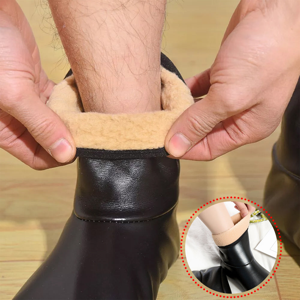 Thicken Thermal Fleece Lined Socks Winter Unisex Floor Socks - PU Leather