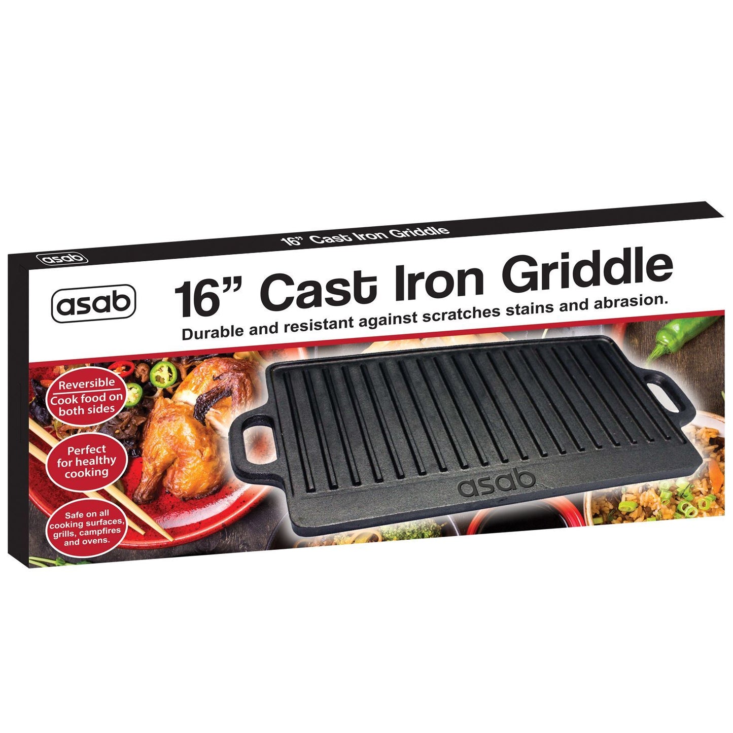 ASAB Non-Stick 16" Cast Iron Reversible Griddle Plate 6866