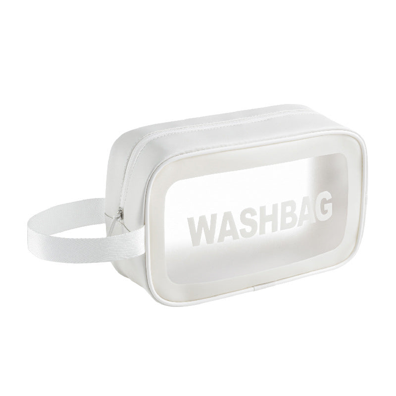 Translucent Waterproof Travel Makeup Bag with Strap Cosmetic Bag Wash Bag White Black