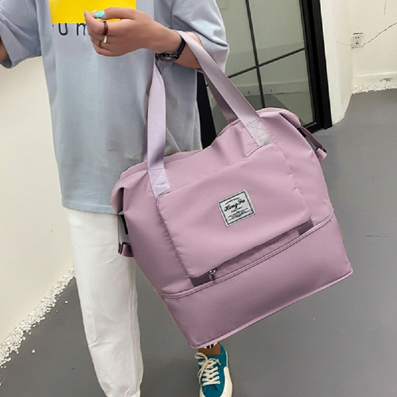 Large Capacity Folding Waterproof Multi Travel Bag Handbag Duffle Bag for Women - Grey Pink Black