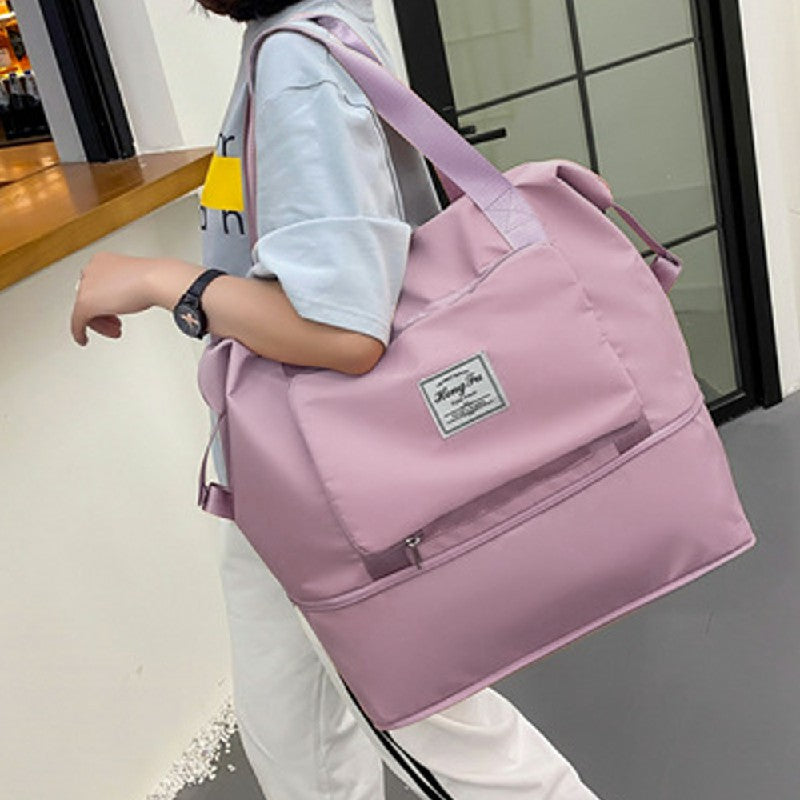 Large Capacity Folding Waterproof Multi Travel Bag Handbag Duffle Bag for Women - Grey Pink Black