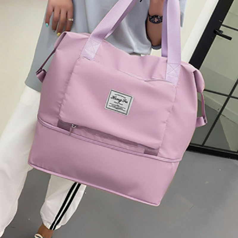 Large Capacity Folding Waterproof Multi Travel Bag Handbag Duffle Bag for Women - Grey Pink Black