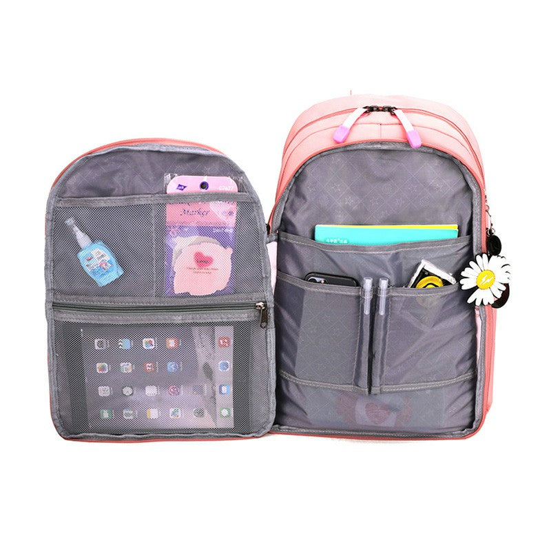 Nylon School Bags for Girls, Water Resistant Book Bags with Laptop Compartment C