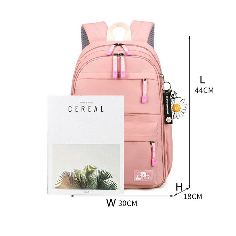 Nylon School Bags for Girls, Water Resistant Book Bags with Laptop Compartment C