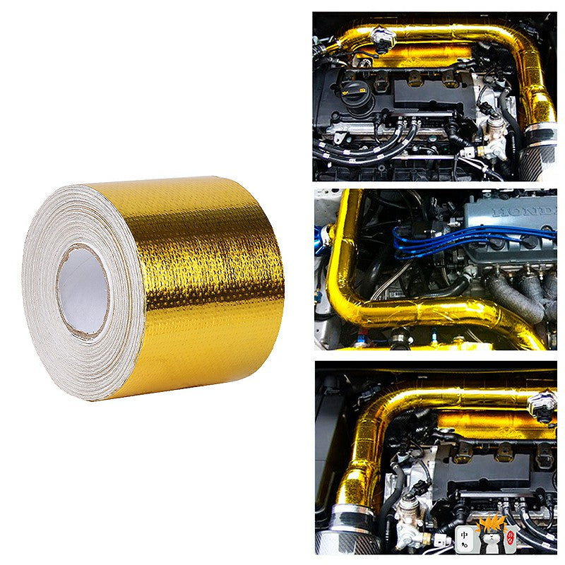 10m x 5cm Adhesive Reflective Wrap Gold Heat Shield Wrap Tape for Car Engine