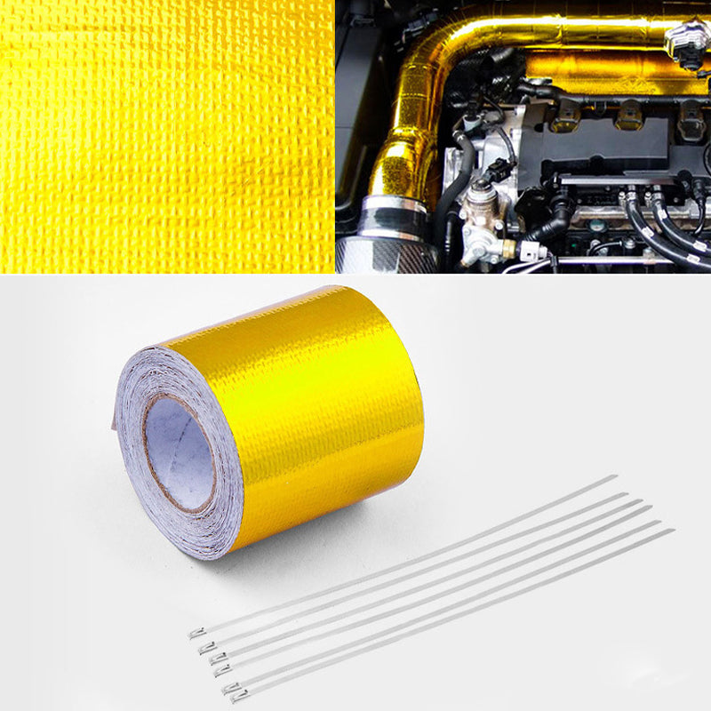 10m x 5cm Adhesive Reflective Wrap Gold Heat Shield Wrap Tape for Car Engine