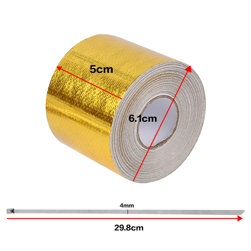 10m x 5cm Adhesive Reflective Wrap Gold Heat Shield Wrap Tape for Car Engine