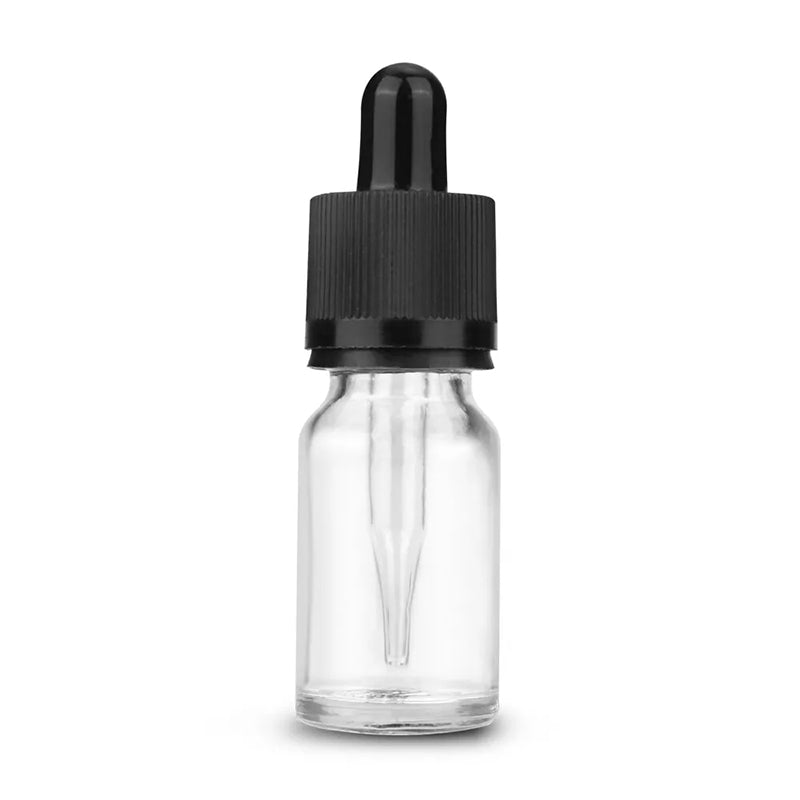 10pcs - Clear Glass Bottle Pipette Bottles Round Empty Boston Eye Dropper with Cap - 10ml