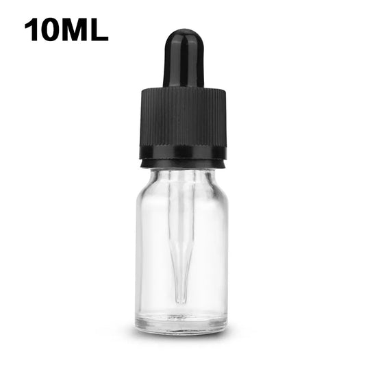 10pcs - Clear Glass Bottle Pipette Bottles Round Empty Boston Eye Dropper with Cap - 10ml