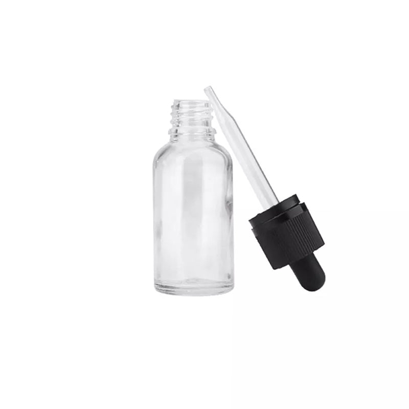 10pcs - Clear Glass Bottle Pipette Bottles Round Empty Boston Eye Dropper with Cap - 10ml