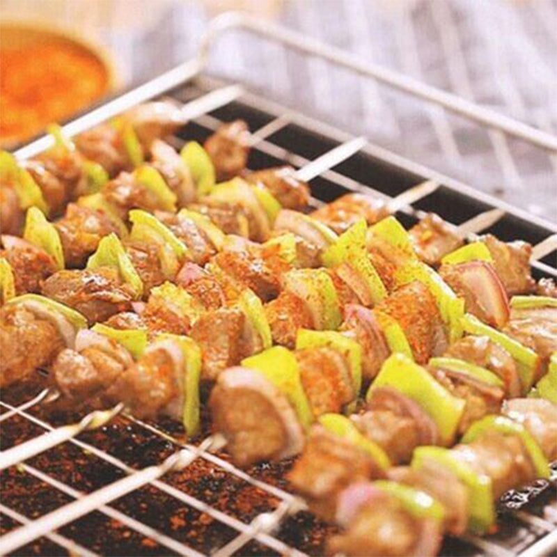 6 pcs Twisted Metal BBQ Kebab Skewer Sticks 46 cm Wooden Handle