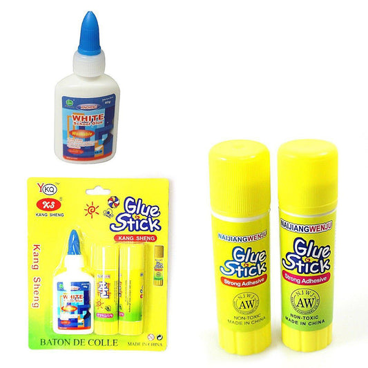 Glue Stick x 2 With x 1 White School Glue Total 3 Pack Adhesive for School and Office Supplies