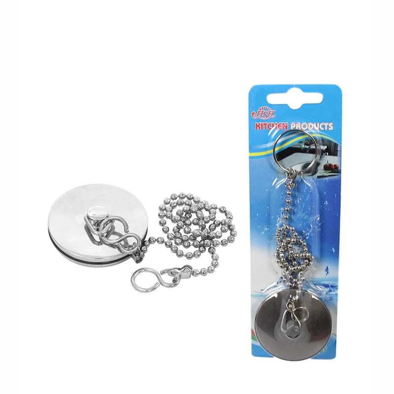 Modern Bathroom Bath Chrome Plug and Chain, 4cm and Chain 18 inch uk stock