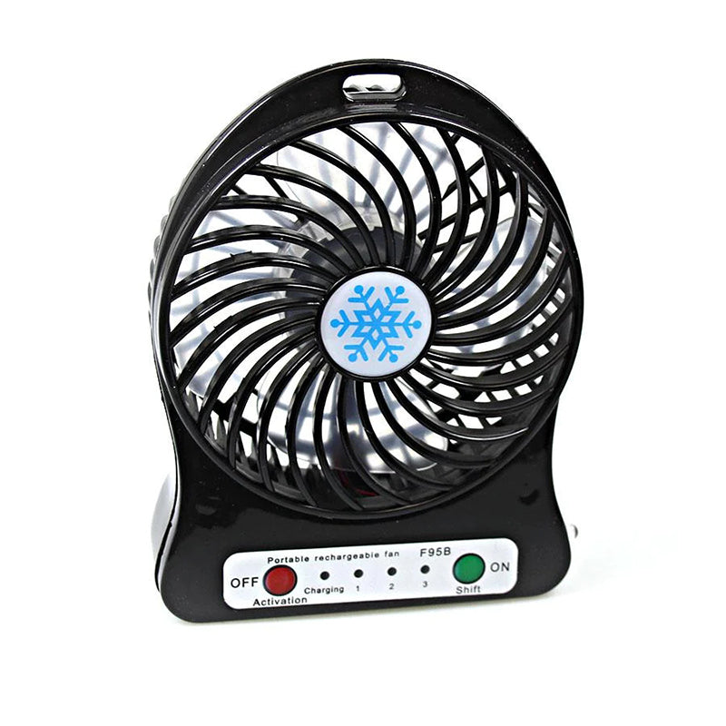 Mini Portable Multi Colour Rechargeable USB Powered Ventilator Cooling Fan - Black