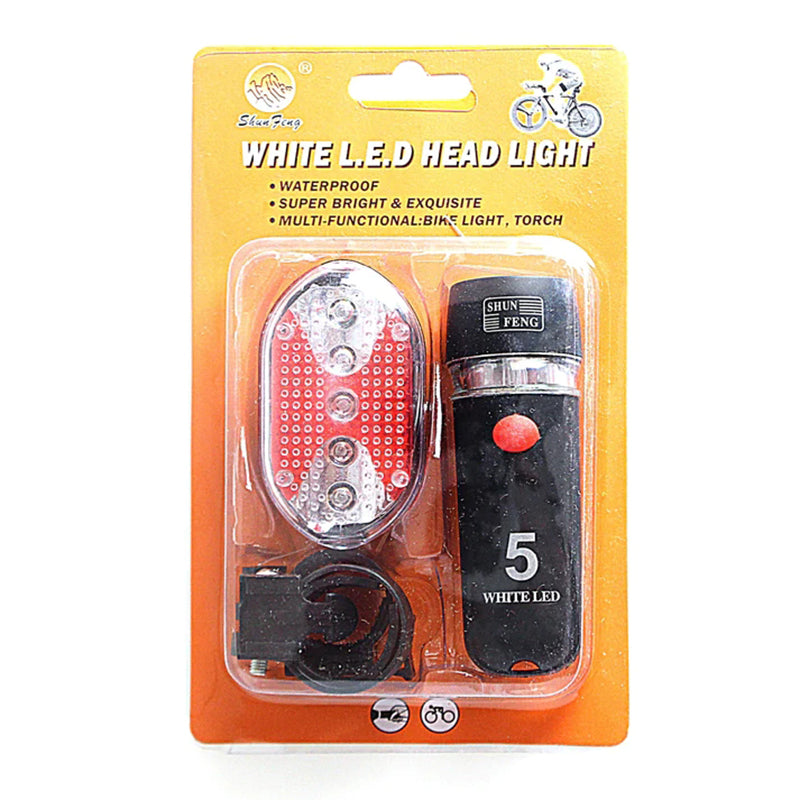 Waterproof White LED Head Light 4 Pack Bicycle Light Set