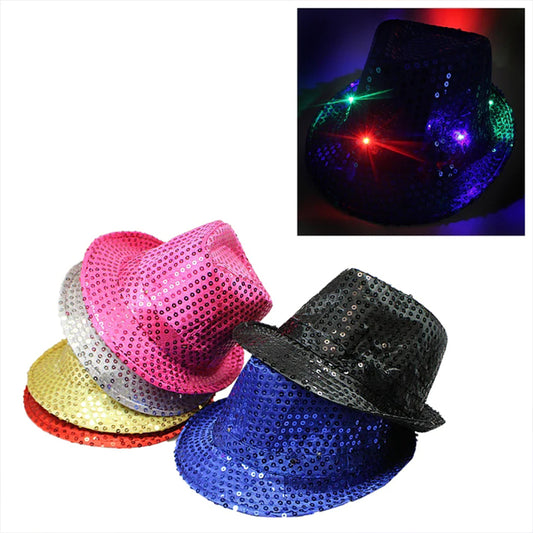 Flashing Light Up Sequin Fancy Dress Hat for Halloween Christmas - Ransom Colours