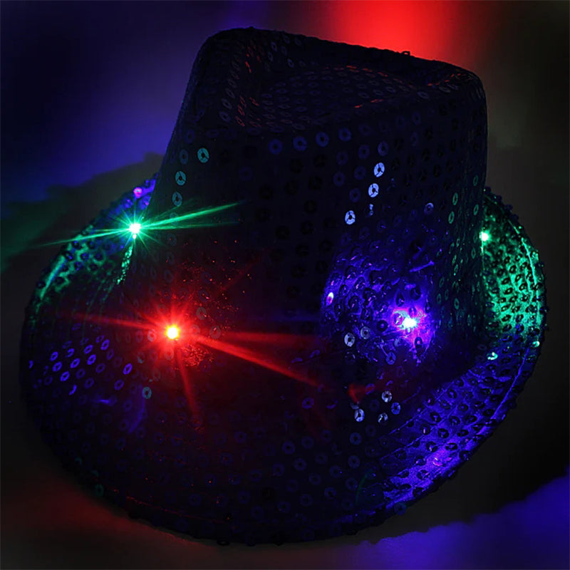 Flashing Light Up Sequin Fancy Dress Hat for Halloween Christmas - Ransom Colours