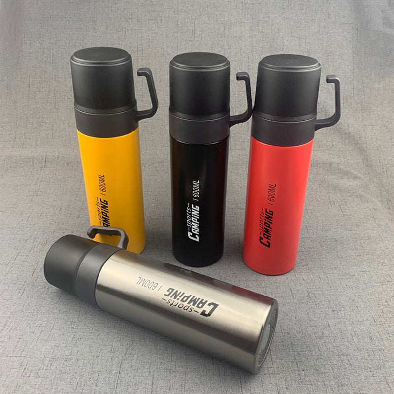 Travel Vacuum Flask Water Bottle for Coffee Built-in Lid Cup Thermal Tea Mug Sport Bottles - Random Colours