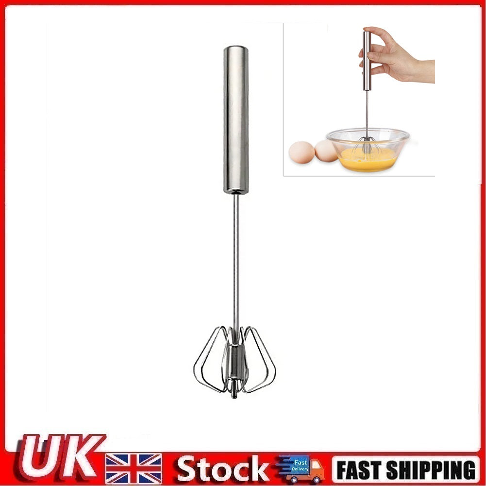 30 cm Metal Hand Press Egg Whisk Beater Rotary Whisk Blender