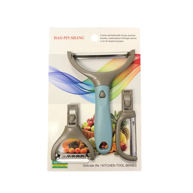 Steel Handheld Vegetable Peeler with 2 Interchangeable Cutters - Random Colour