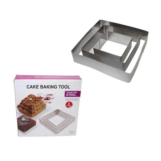 3 Piece Square Cake Baking Mould Stainless Steel Cake Baking Tool