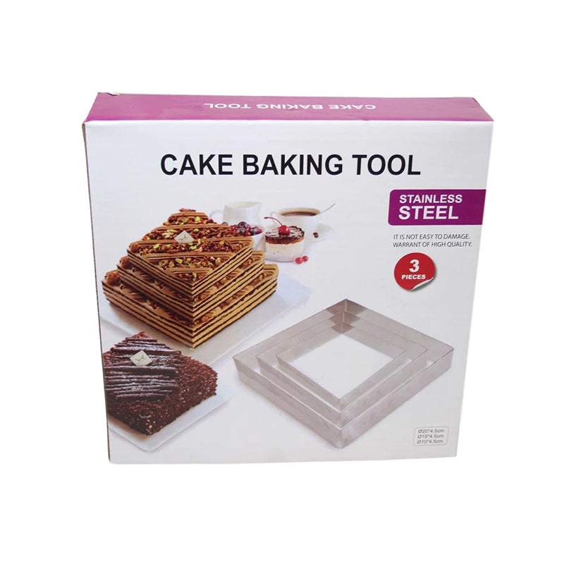 3 Piece Square Cake Baking Mould Stainless Steel Cake Baking Tool