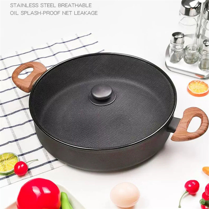 28cm Frying Pan Splatter Screen Cover Guard Protective Lid Mesh for Kitchen