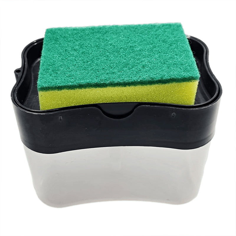 2 In 1 Sink Soap Dispenser and Sponge Holder Caddy 15 x 12 x 9.5 cm - Random Colour