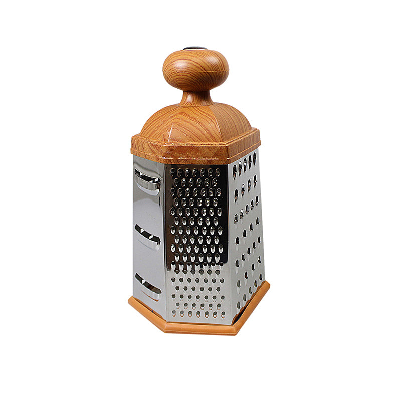 6 in 1 Cheese Grater Multifunctional Shredder with Wooden Base for Kitchen