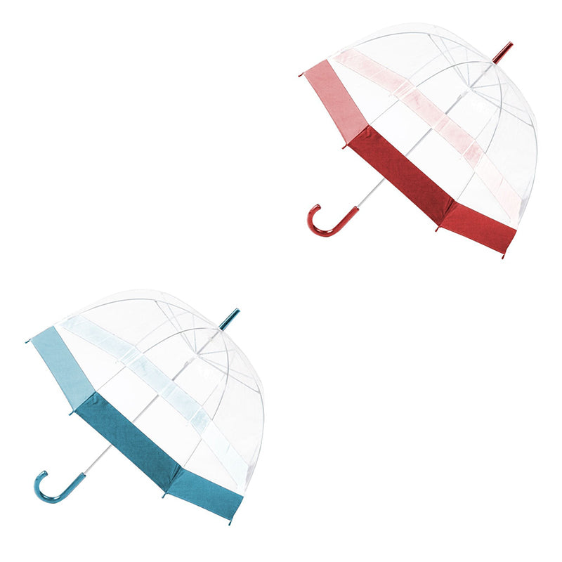 84cm Clear Transparent Umbrella with Coloured Border - Random Colour