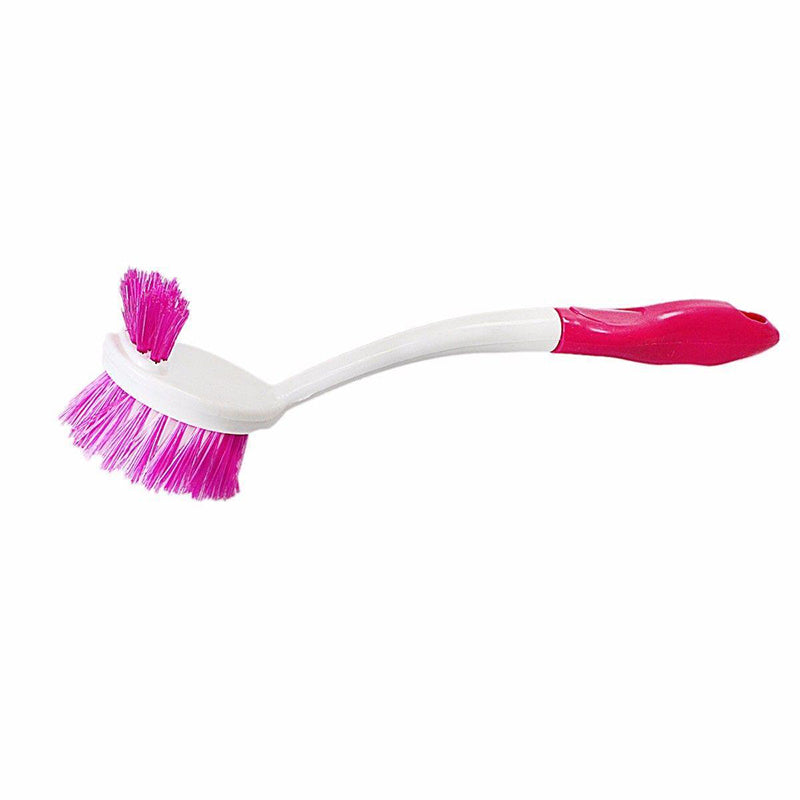 Plastic Square Brush Head Double Sided Bristles Toilet Seat Cleaning Brush 28cm - Random Colour