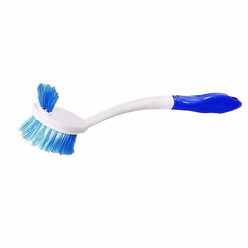 Plastic Square Brush Head Double Sided Bristles Toilet Seat Cleaning Brush 28cm - Random Colour