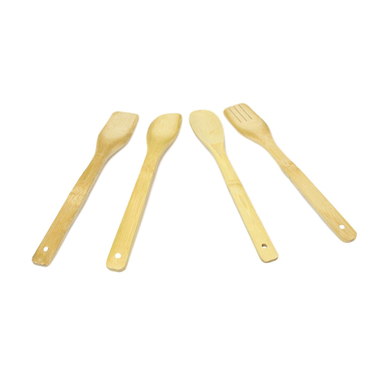 4 Pack Bamboo Spatula Wooden Spoon Set Kitchen Tools for Baking Cooking 29cm