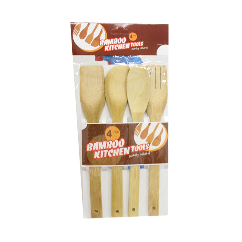 4 Pack Bamboo Spatula Wooden Spoon Set Kitchen Tools for Baking Cooking 29cm